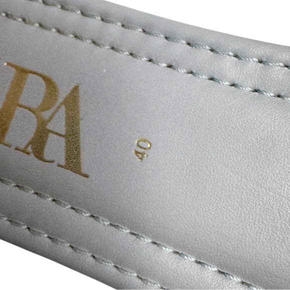 Zara Light Blue Pearl Beads Leather Slides Size 40/9.5 - Picture 8 of 8